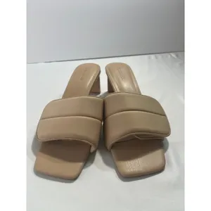 Open Edit Cava Padded Block Heel Women 7.5 Nude Square Toe Slide Sandals Mules‎ thumbnail 2