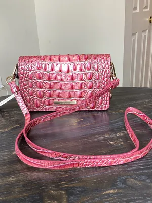 Brahmin Minuette French Rose Pink Croc-Embossed Leather Crossbody thumbnail 3