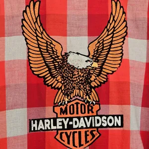 Harley-Davidson Red Plaid Flannel Eagle Graphic Button Down Shirt XL Unisex thumbnail 9