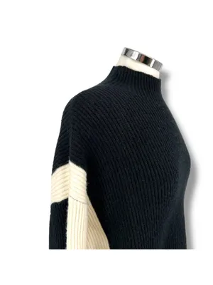 Commense Miss Paris Black White Colorblock Minimalist Knit Sweater Size Small thumbnail 10