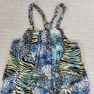 Ocean Blue Racerback Coverup Dress L Animal Print Tiger Stripe Braided Neck Boho thumbnail 8