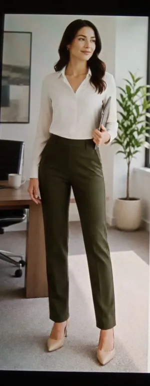 Quince Ultra Stretch Ponte Straight Leg Pant Olive Office Career Professional PS thumbnail 1
