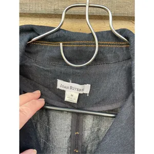 Joan Rivers size M dark wash rushed waist shoulders denim jacket. thumbnail 5