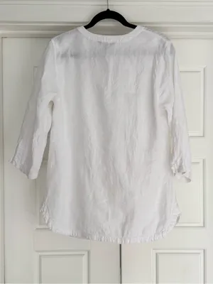 Tommy Bahama Split Neck White Linen Tunic, Medium thumbnail 2