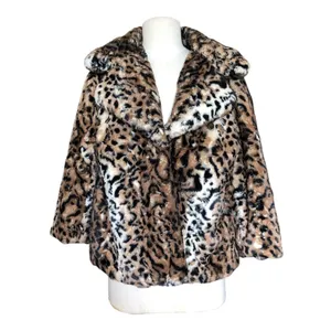 Chaus Leopard Faux Fur Coat Women’s Medium Animal Print Snap Front Jacket thumbnail 8