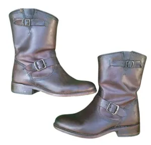 Frye veronica Brown Leather Mid-Calf Engineer Boots Size 6 thumbnail 1