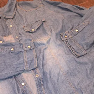 New Directions chambray snap button up shirt size large Blue Size M thumbnail 4