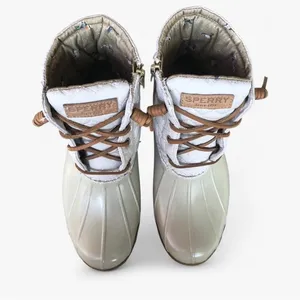 Sperry Women’s Saltwater Chevron Quilt Duck Boots Ivory Size 7.5 thumbnail 2