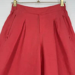 Athleta Playa Linen Wide Crop Pants 4 Passionfruit Coral Pleated Wide Leg Resort thumbnail 3