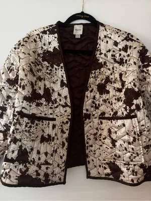 Maeve Cream Quilted Jacket with Brown Splatter thumbnail 3