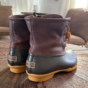 Sperry Saltwater Brown & Black ‘Tan’ Leather Duck Boot thumbnail 4