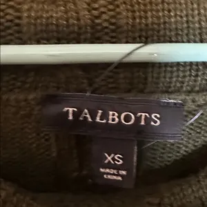 Talbots Cable‎ Knit Cowl Neck Poncho Olive Green Size XS NWT thumbnail 5
