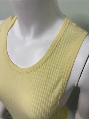 ALO Yoga Pale Yellow Muscle Tank Cropped Top thumbnail 4