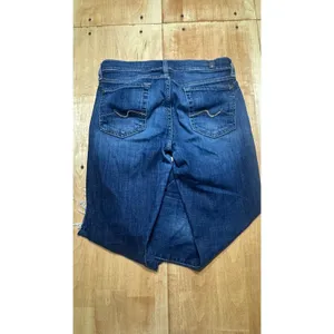 7 For All Mankind Guenevere Dark Wash Raw‎ Hem Straight Leg Jeans Womens Size 27 thumbnail 5