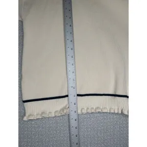 Adrianna Papell Cream Ruffle Trim Mock Neck‎ Long Sleeve Knit Sweater size M thumbnail 6