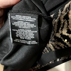 R&M‎ RICHARDS Midi Dress Black Gold Metallic Shimmery Stretch Jersey Event 18W thumbnail 8
