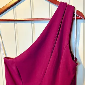 Lulus Burgundy So Flirty One Shoulder Cutout Asymmetrical Dress NWT thumbnail 6