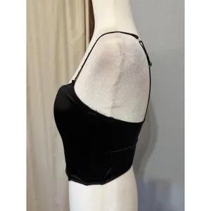 Steve Madden Womens Corset‎ 36C Black Satin Studded Strap Camisole Top Y2K Goth thumbnail 2