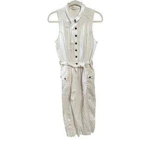 Anthropologie Ryanne Wide-Leg Utility Jumpsuit in White Size 4 Coastal Preppy thumbnail 4