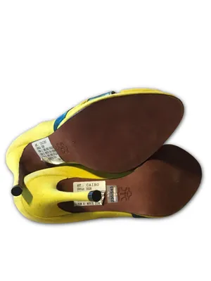 Jean-Michel Cazabat Paris Yellow Suede And Teal Leather Accent Heels (37) thumbnail 10