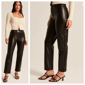 Abercrombie & Fitch‎ Ankle Straight Ultra High Rise Faux Leather Pants Sz 25 / 0 thumbnail 2