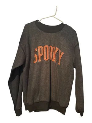 Like New Gray "SPOOKY" Inside-Out Crewneck Sweatshirt – Medium / Large thumbnail 3