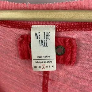 We The Free People Linen Blend Red Short Sleeve Tee T Shirt Top S thumbnail 4