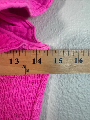 Love Shack Fancy Athalia Hot Pink Cotton Mini Dress Womens S Flutter Sleeve thumbnail 5
