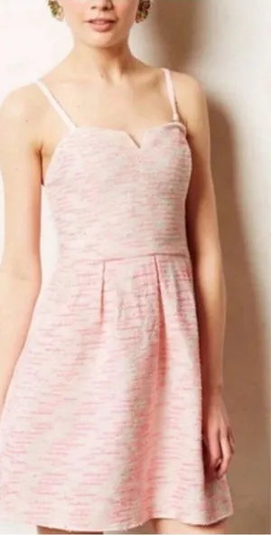 Anthropologie Moulinette Soeurs Tweed Pasteque Dress Size 6‎ White Pink Wedding thumbnail 1