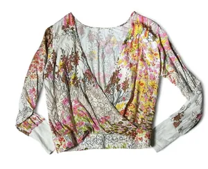 Anthropologie R71990T Floral Print Wrap‎ Blouse Long Sleeve Rayon Cottagecore thumbnail 1