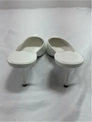 Womans New Slip On Stiletto Mules Eu 38 Us 8 White Pointed Toe thumbnail 4