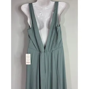 Show Me Your Mumu Jenn Maxi Dress in Silver Sage Crisp Blue‎ V Neck| XL | NWT thumbnail 8