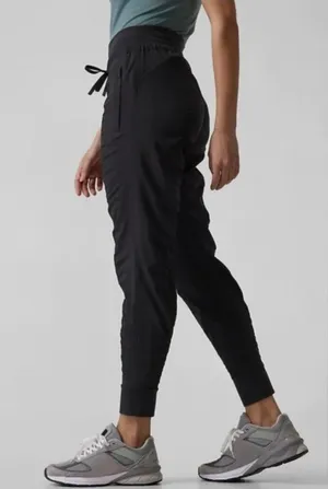 Athleta Black Attitude Jogger Pants Ruched Lightweight Athleisure Size 4 thumbnail 1