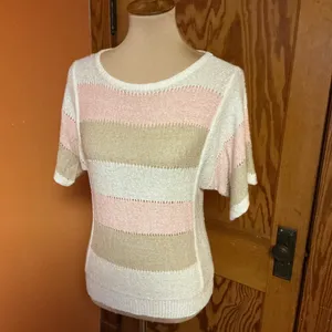 Vintage 1970s Striped Knit Sweater Short Sleeve Pullover thumbnail 6