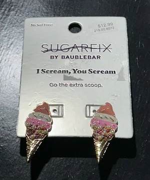 Baublebar X Sugar Fix “I Scream, You Scream” Ice Cream Cone Earrings New thumbnail 1