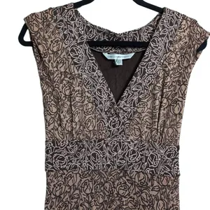 Diane von Furstenberg DVF Enola Brown Patterned V Neck Sleeveless Midi Dress 8 thumbnail 3