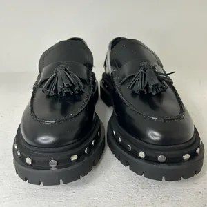 Free People Black Leather Loafers thumbnail 3