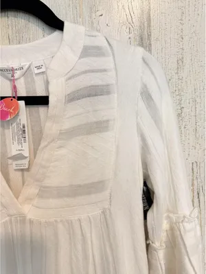 Accessorize London White Cotton Tiered Beach Dress XS NWT thumbnail 6