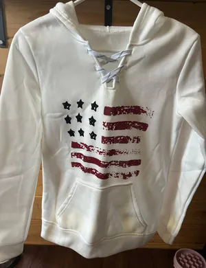 American Flag Hoodie White thumbnail 1