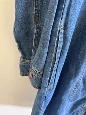 Frye Classic Blue Denim Button-Front Shirt Long Sleeve Dress boho western fall thumbnail 5