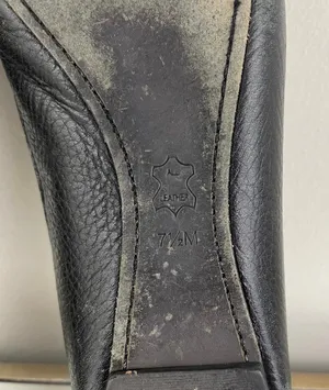Black Leather Clines Peep-Toe Ballerina Flats thumbnail 10