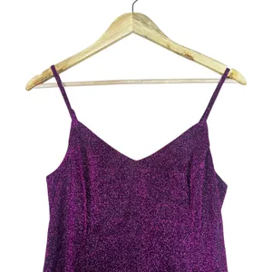 Lulus Glitter Metallic V-Neck Mini Dress Purple Sparkly Party Glam Size M thumbnail 2
