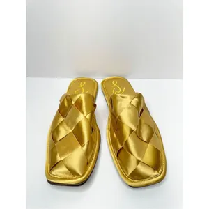Sam Edelman Mules Ladies 6.5 Gold Slip On Round Toe Woven‎ Satin Finish Shoes thumbnail 3