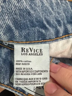 Revice Los Angeles Cut-off Distressed Fringed Rigid Denim Jean Shorts size 27 thumbnail 9