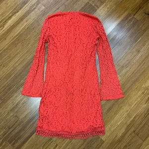 Laundry by‎ Shelli Segal Dress Womens 2 Coral Red Lace Bell Sleeve Mini Cocktail thumbnail 5