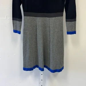 Eliza J Womens Colorblock Knit Sweater Mini A-line Dress Blue Black Grey Size S thumbnail 4
