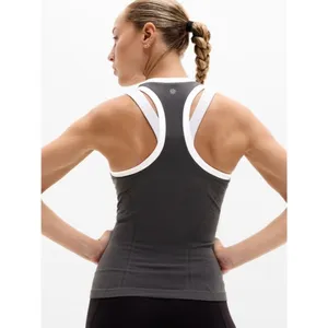 Athleta L Momentum Seamless Tank Two-Tone Shadow Grey White Large thumbnail 2