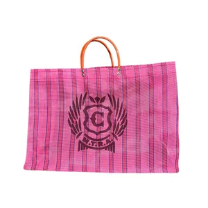 NWOT Consuela Fiesta Pink Striped Shopping Tote Mesh Bag thumbnail 2