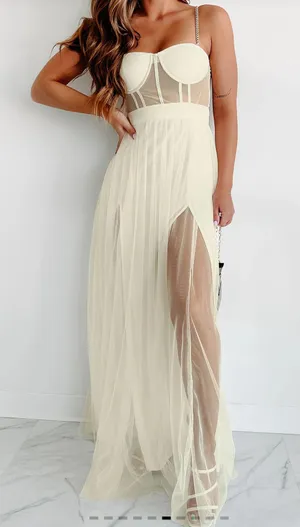 Boutique Ivory Corset Maxi Dress thumbnail 1