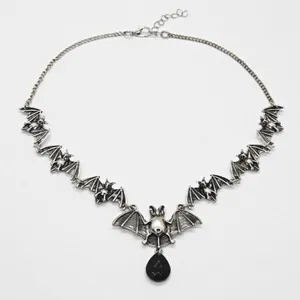 Gothic Vampire Bat Charm Necklace Silver thumbnail 4